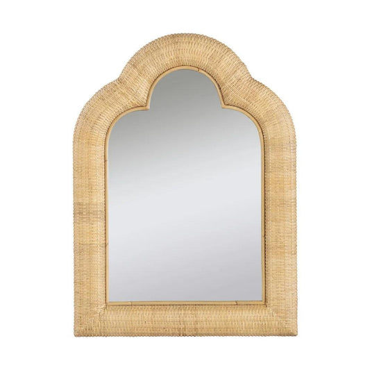 a mirror that is made of wood and wicker