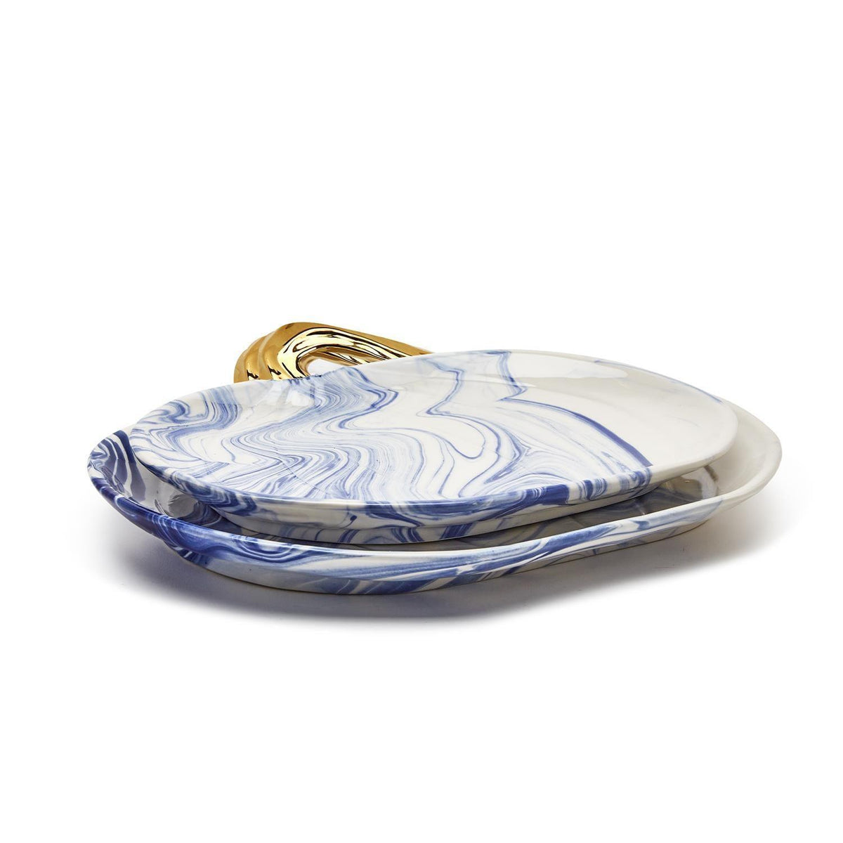 Martha Blue & White Marbled Pumpkin Serving Platter
