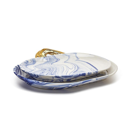 Martha Blue & White Marbled Pumpkin Serving Platter