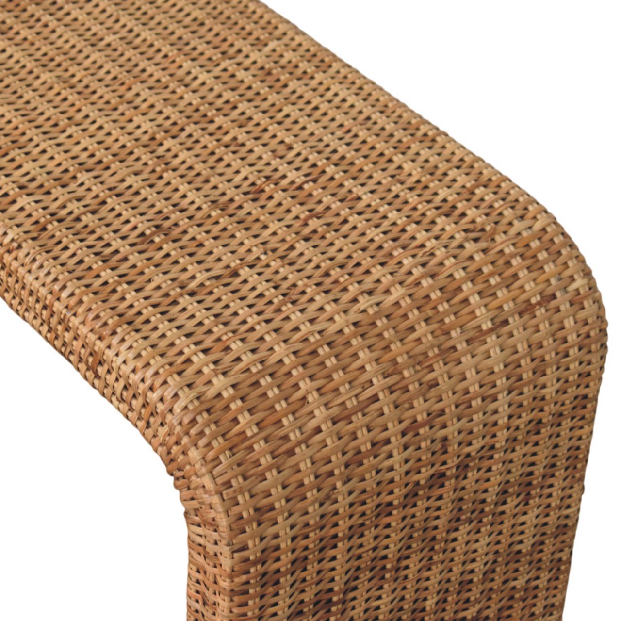 Rattan Weave Bench - Coastal Woven Accent Bench, Beach House Furniture