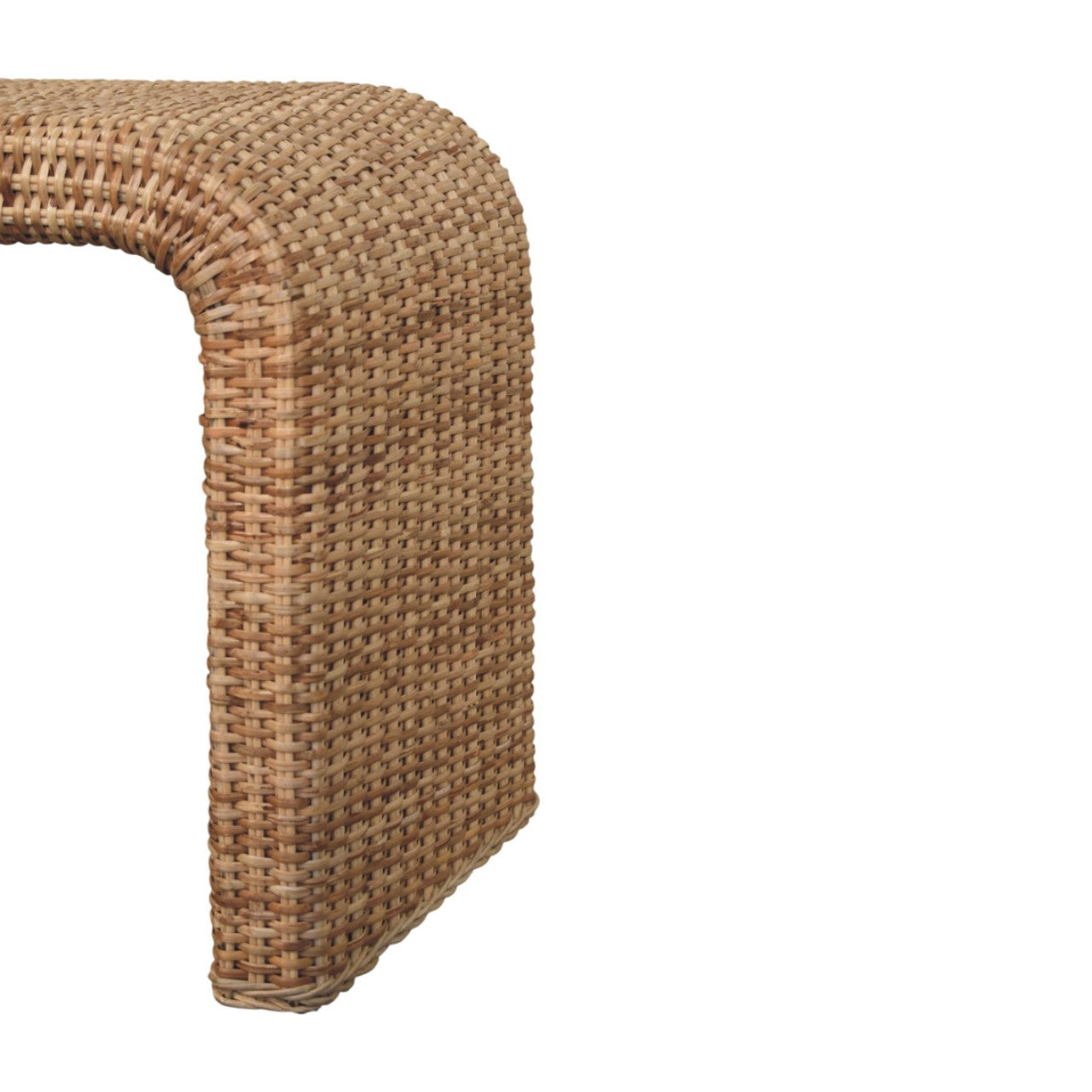 Rattan Weave Bench - Coastal Woven Accent Bench, Beach House Furniture