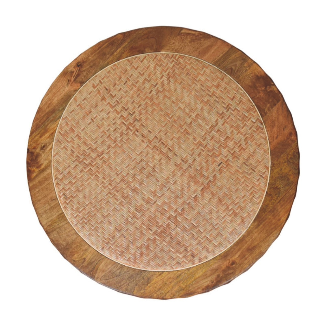 Artisan Furniture Solid Wood Rivera Rattan Coffee Table - Coastal Boho Living Room Furniture, Beach House Decor