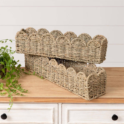 Scalloped Edge Seagrass Baskets (Set of 2)