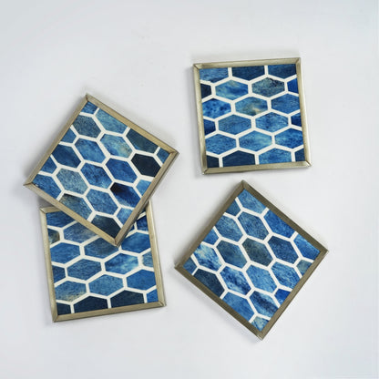 Gramercy Blue Bone Inlay Coasters – Set of 4