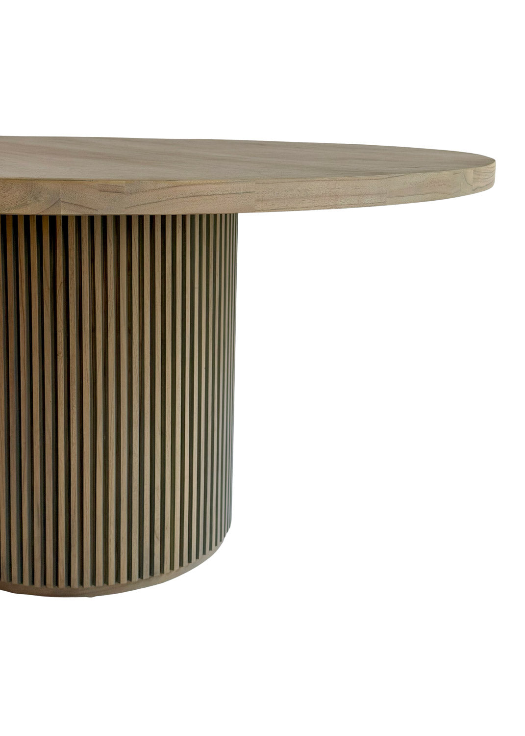 Selene Dining Table - Coastal Modern Round Dining Table, Fluted Plinth Base
