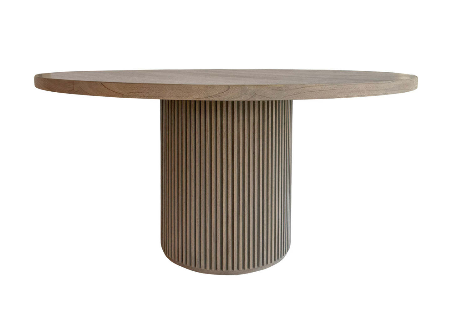 Selene Dining Table - Coastal Modern Round Dining Table, Fluted Plinth Base