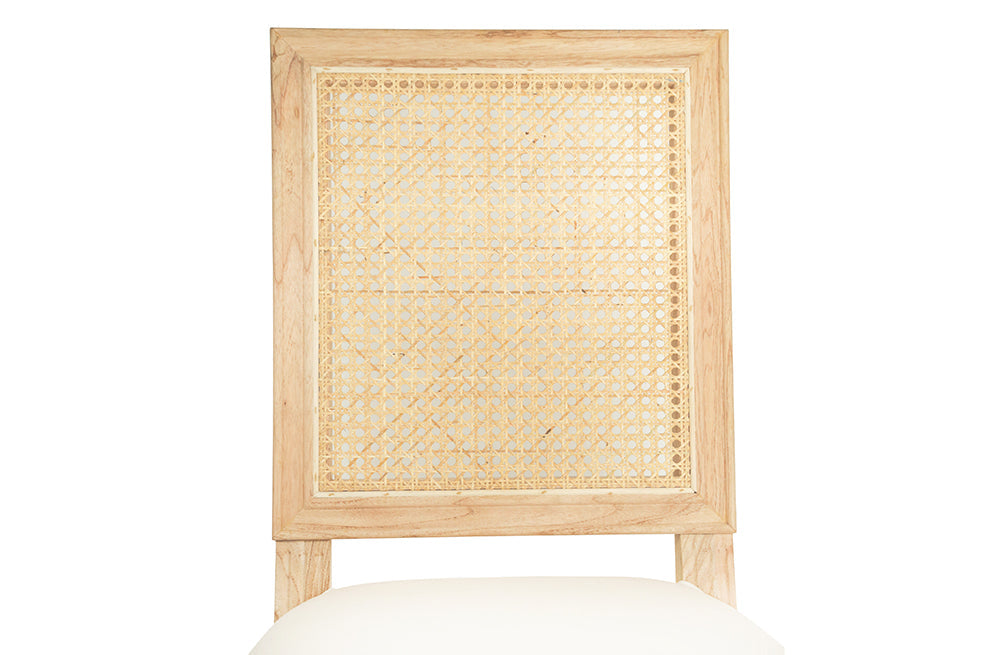 Bienville Chair with Cane - Coastal Louis XVI Dining Chair, Linen Upholstered