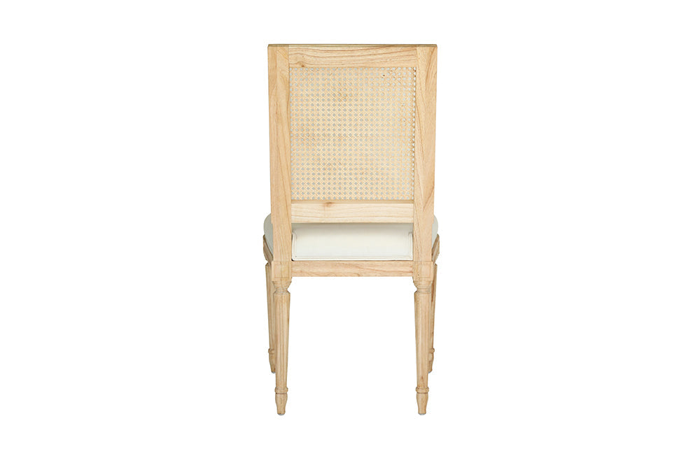 Bienville Chair with Cane - Coastal Louis XVI Dining Chair, Linen Upholstered