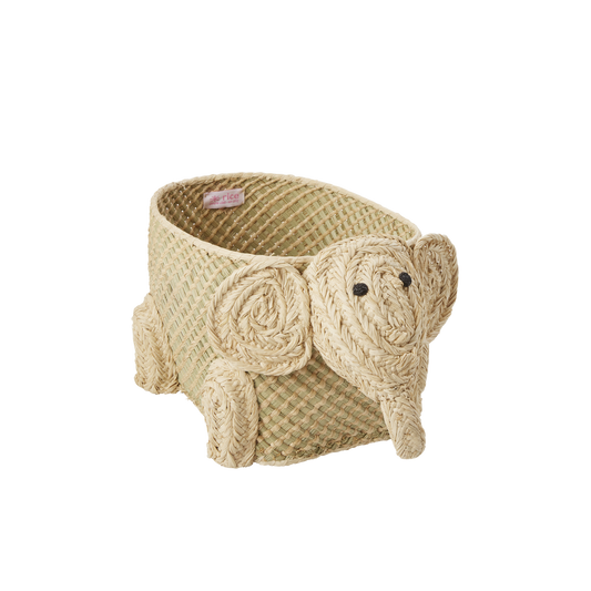 Small Raffia Elephant Seagrass Storage Basket - Natural