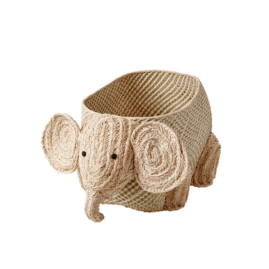 Raffia Elephant Seagrass Storage Basket - Natural