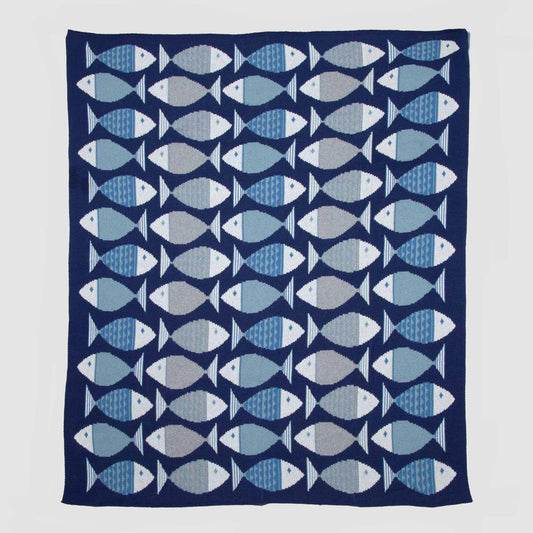 Coastal Big Fish - Cotton Sustainable Knit Throw Blanket