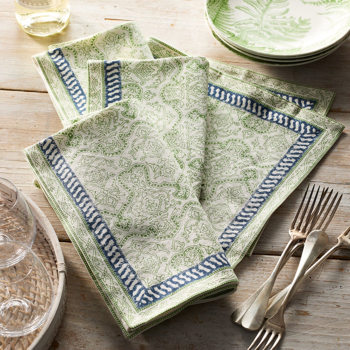 Block Island Block Print Dinner Napkins