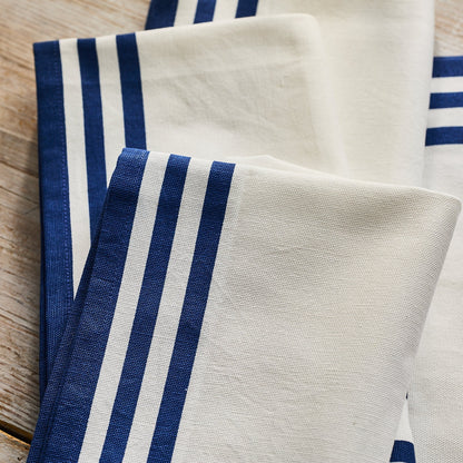 Triple Stripe Blue Dinner Napkins
