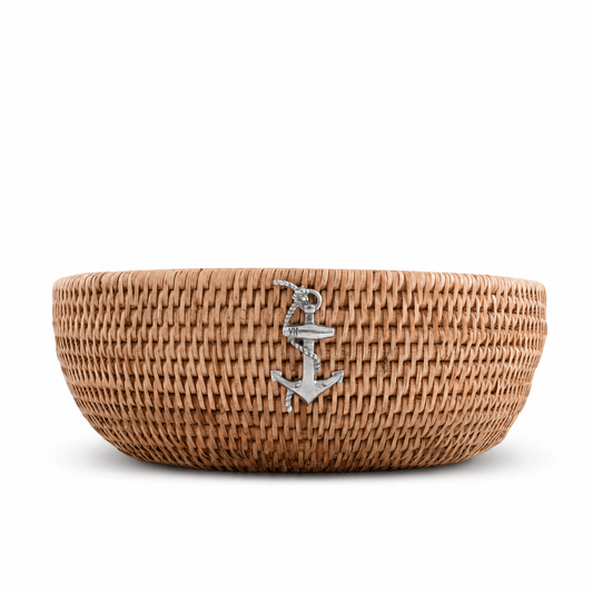 Anchor Hand Woven Wicker Natural Rattan Serving Bowl