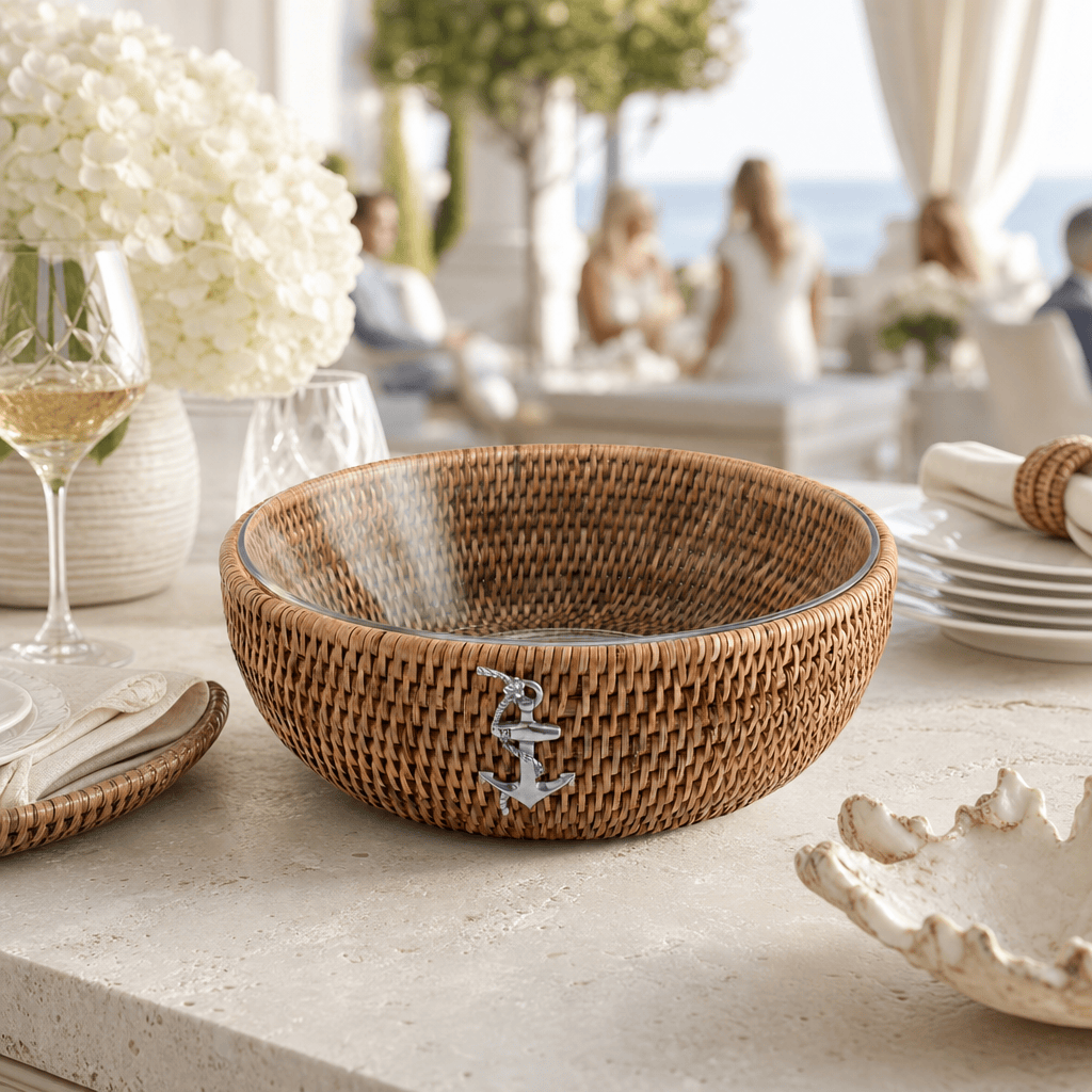 Anchor Hand-Woven Rattan Serving Bowl