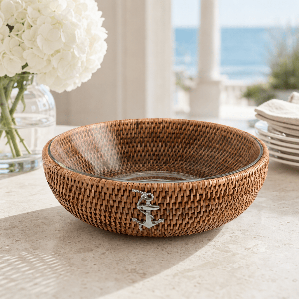 Anchor Hand-Woven Rattan Serving Bowl