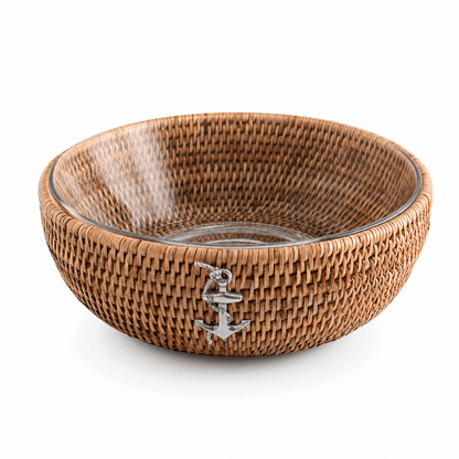 Anchor Hand-Woven Rattan Serving Bowl