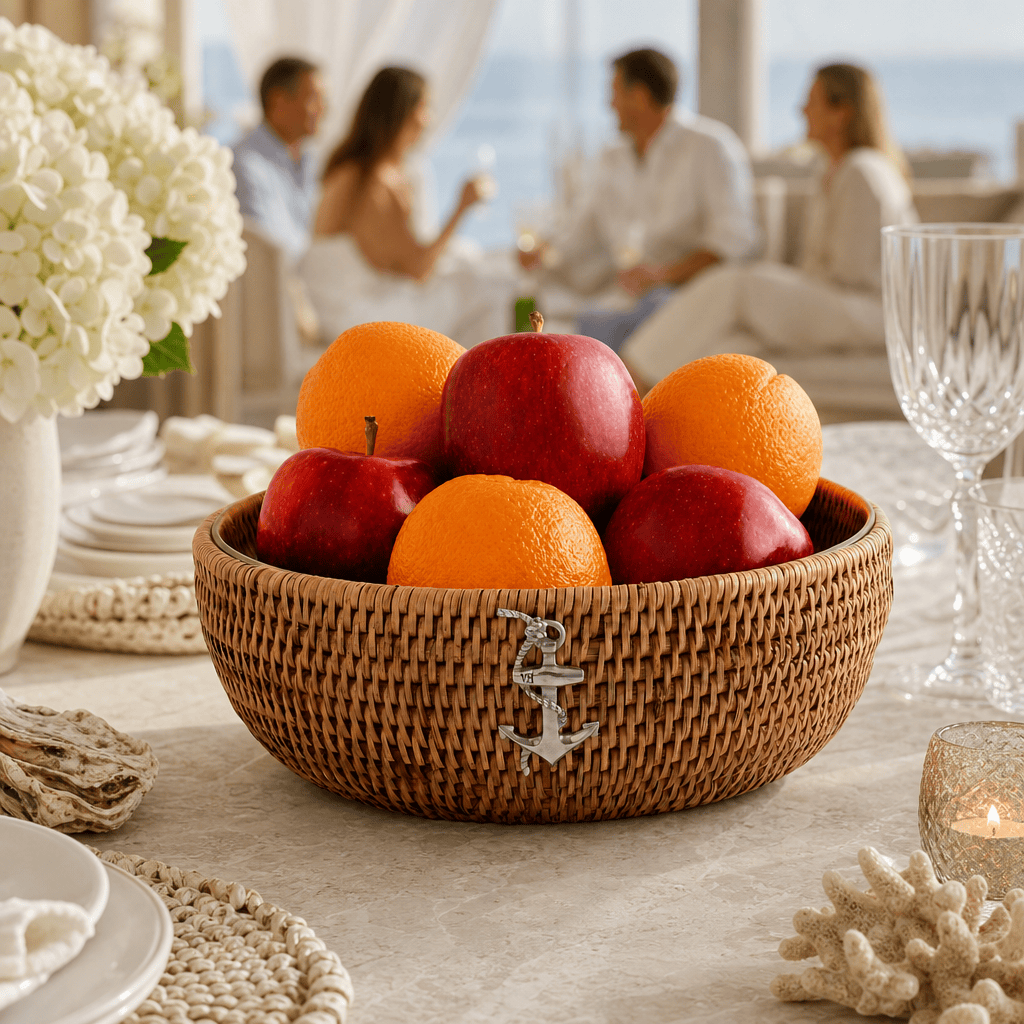 Anchor Hand-Woven Rattan Serving Bowl