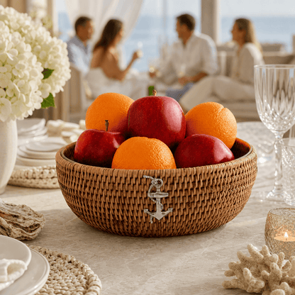 Anchor Hand-Woven Rattan Serving Bowl