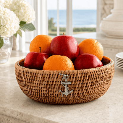 Anchor Hand-Woven Rattan Serving Bowl