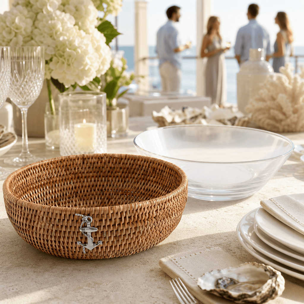 Anchor Hand-Woven Rattan Serving Bowl