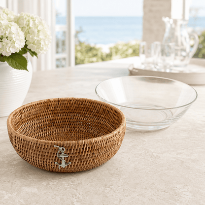 Anchor Hand-Woven Rattan Serving Bowl