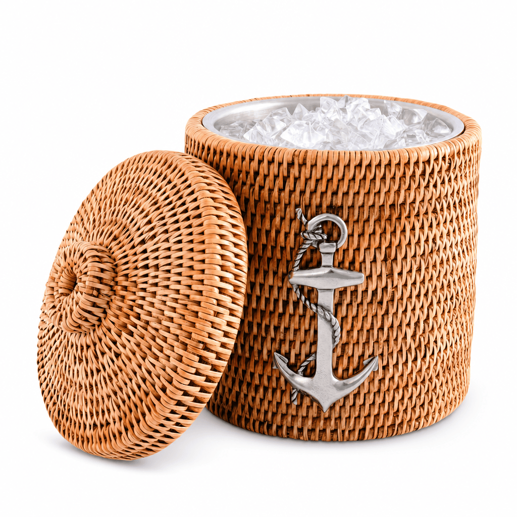 Anchor Hand-Woven Rattan Lidded Ice Bucket