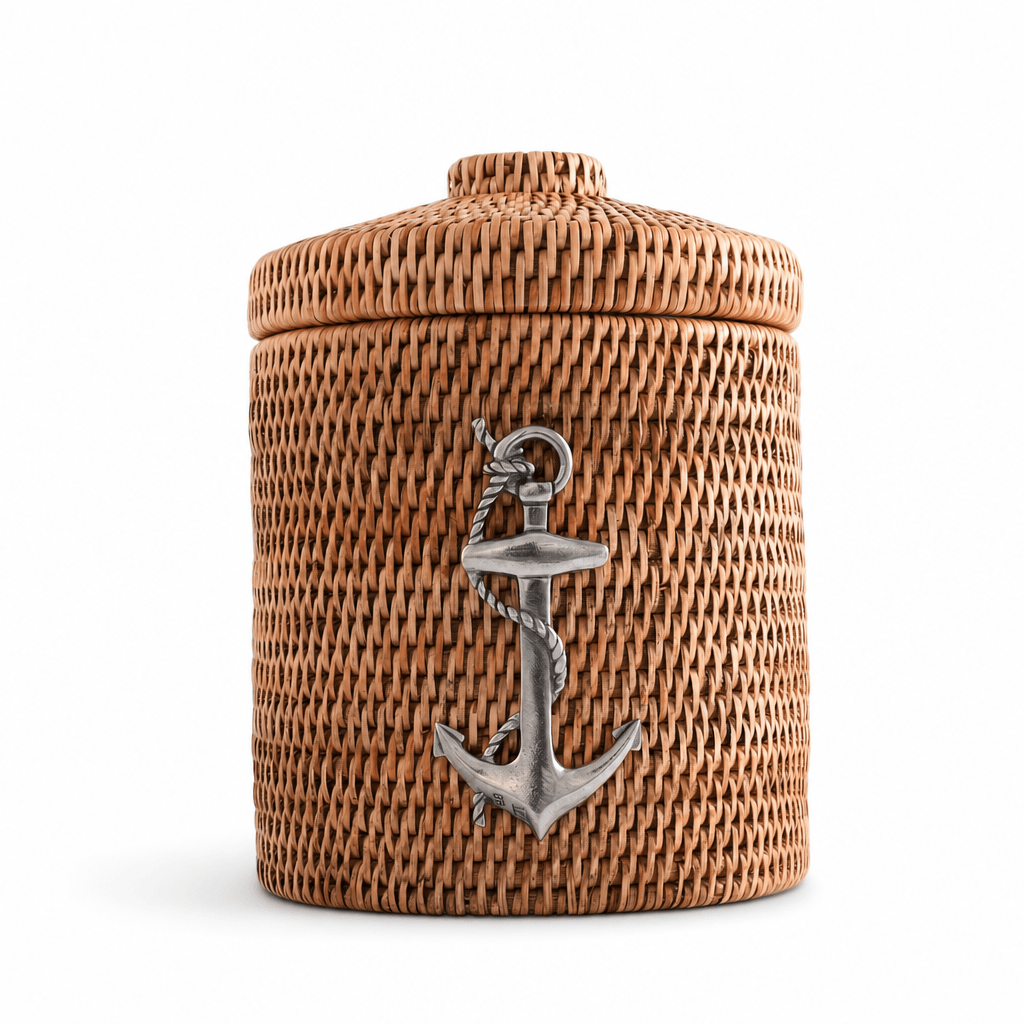 Anchor Hand-Woven Rattan Lidded Ice Bucket