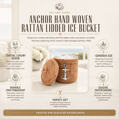 Anchor Hand-Woven Rattan Lidded Ice Bucket