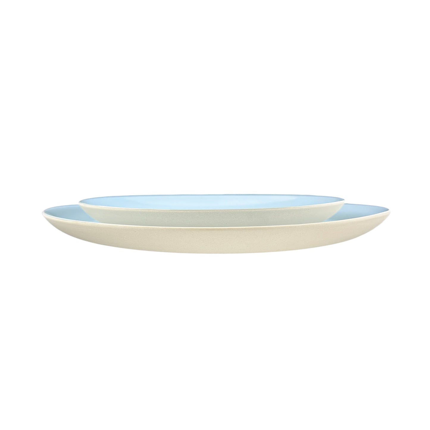 Shell Bisque Blue Porcelain 4 Piece Dinnerware Set, Service For 1