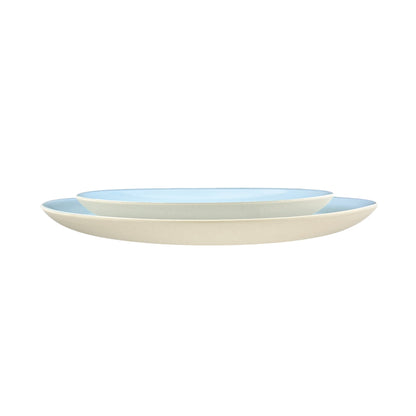 Shell Bisque Blue Porcelain 4 Piece Dinnerware Set, Service For 1