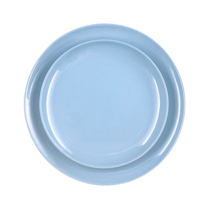 Shell Bisque Blue Porcelain 4 Piece Dinnerware Set, Service For 1
