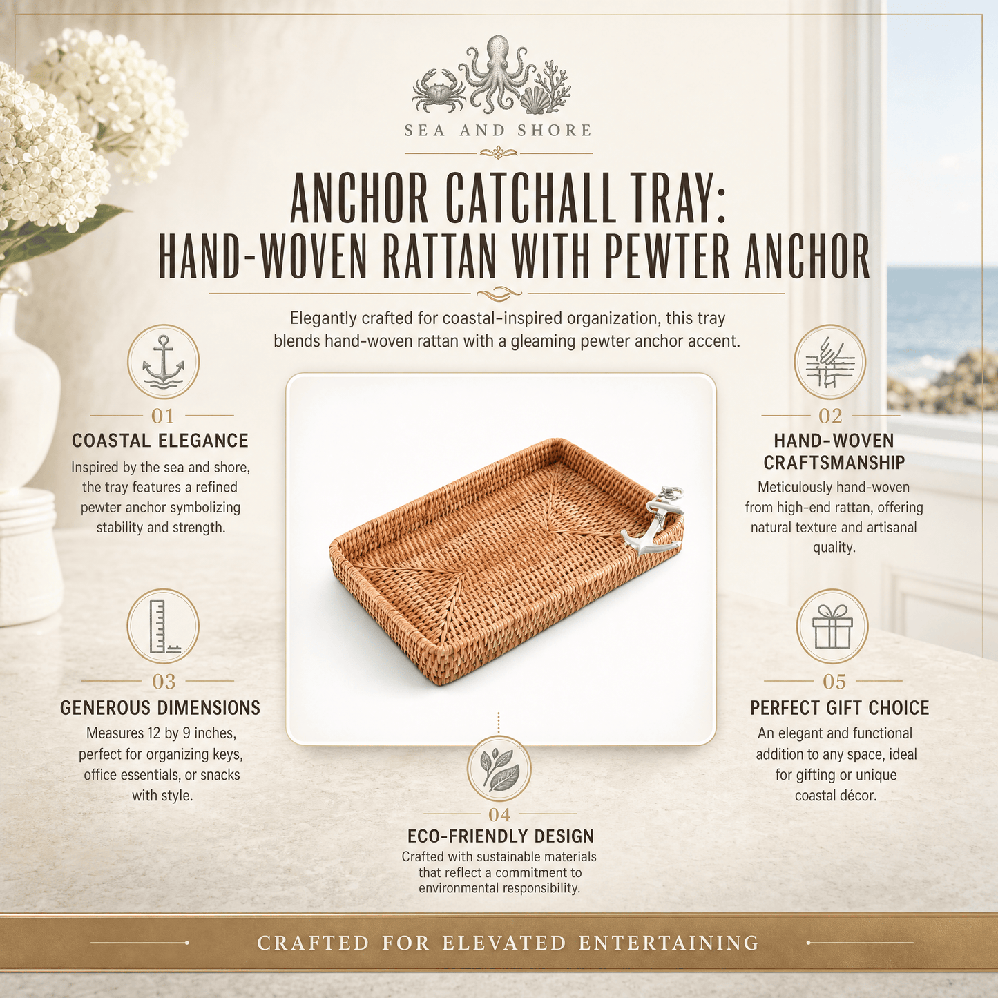 Anchor Rattan Catchall Tray