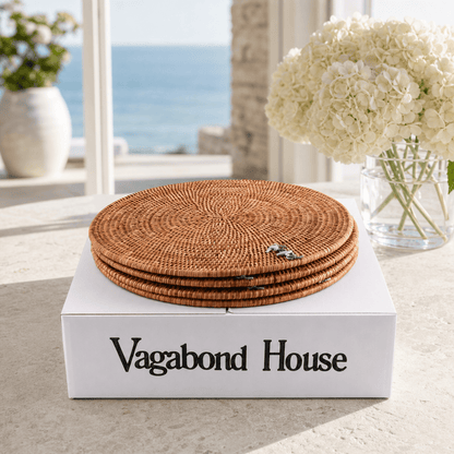 Anchor Placemat Hand Woven Wicker Rattan Round - Set of 4
