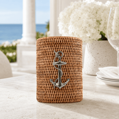 Anchor Hand Woven Wicker Rattan Utensils Holder