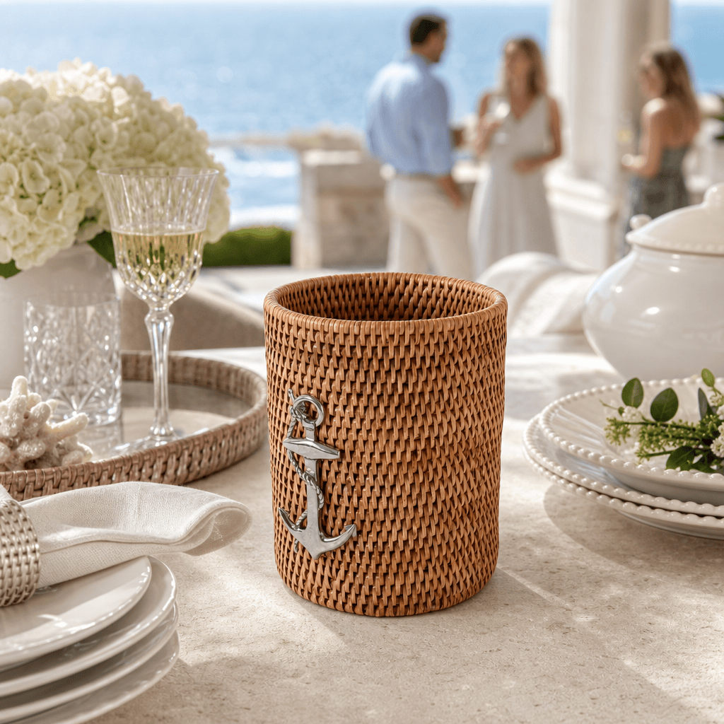 Anchor Hand Woven Wicker Rattan Utensils Holder