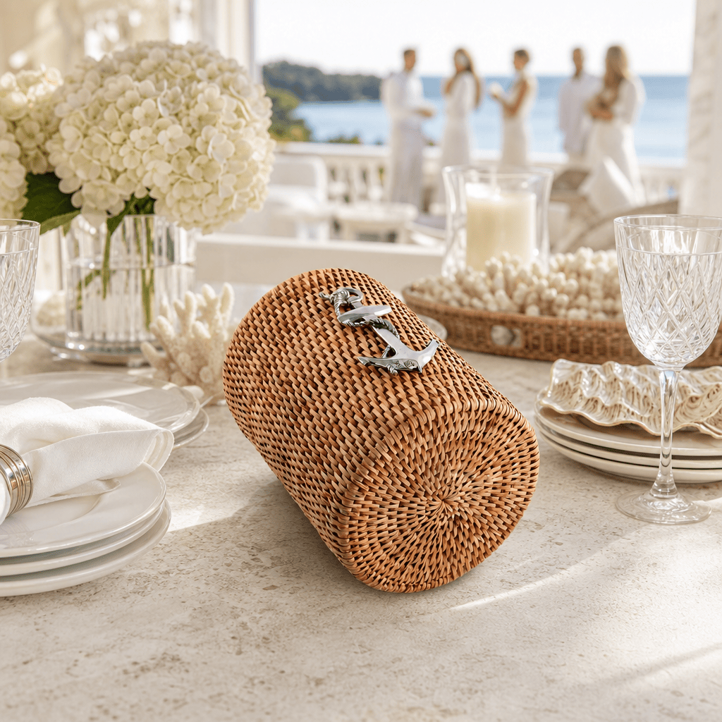 Anchor Hand Woven Wicker Rattan Utensils Holder