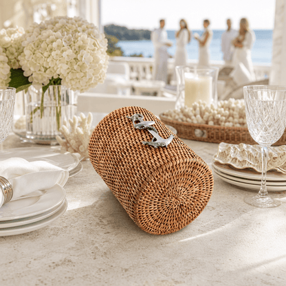 Anchor Hand Woven Wicker Rattan Utensils Holder