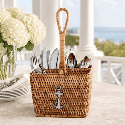 Anchor Rattan Flatware Caddy