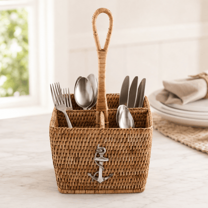 Anchor Rattan Flatware Caddy