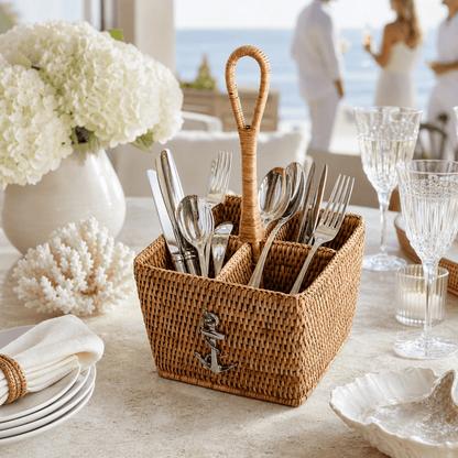 Anchor Rattan Flatware Caddy