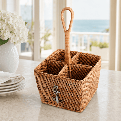 Anchor Rattan Flatware Caddy