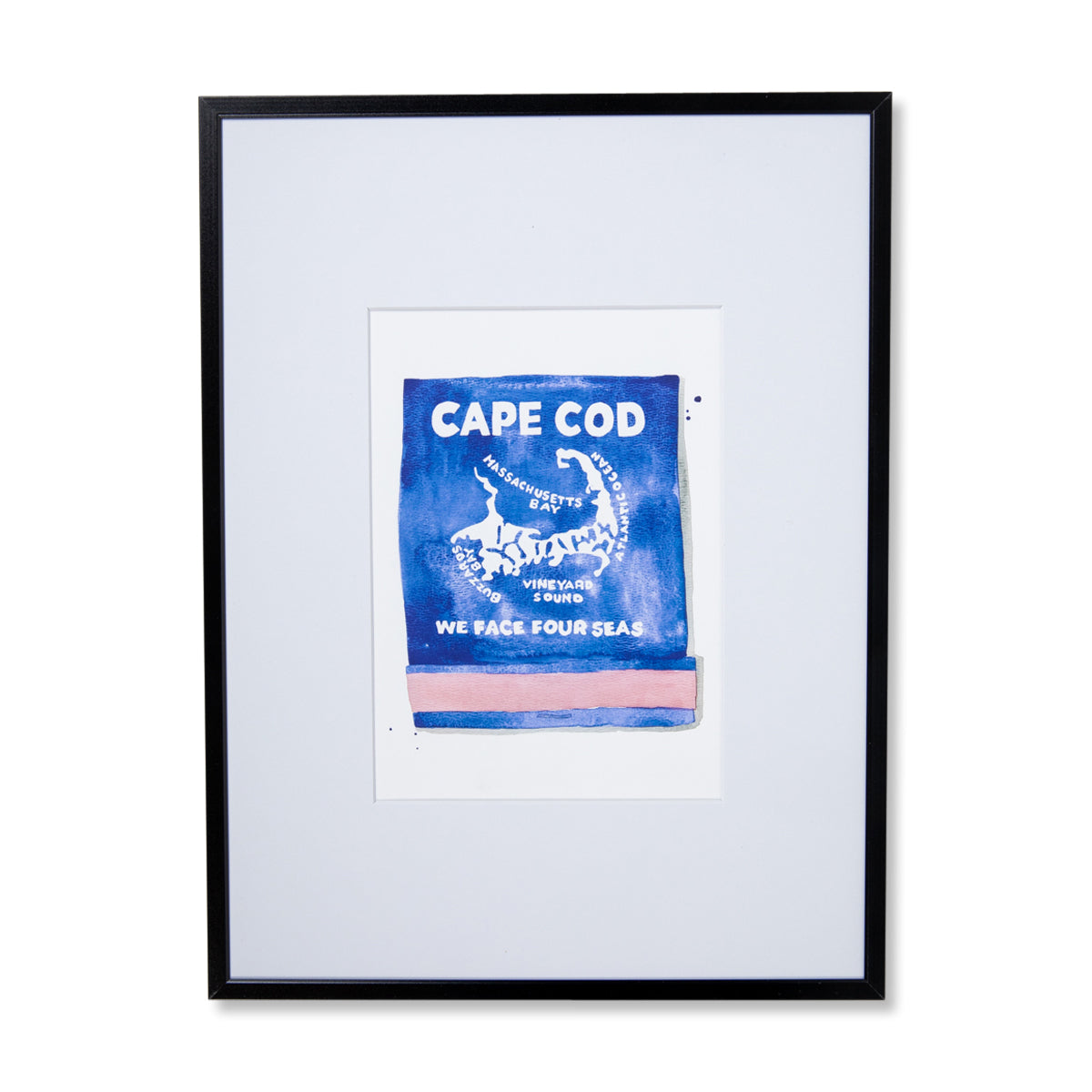 Cape Cod Matchbook Art Print - Coastal Watercolor Cape Cod Wall Art, Beach House Decor & Gallery Wall
