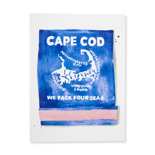Cape Cod Matchbook Art Print - Coastal Watercolor Cape Cod Wall Art, Beach House Decor & Gallery Wall