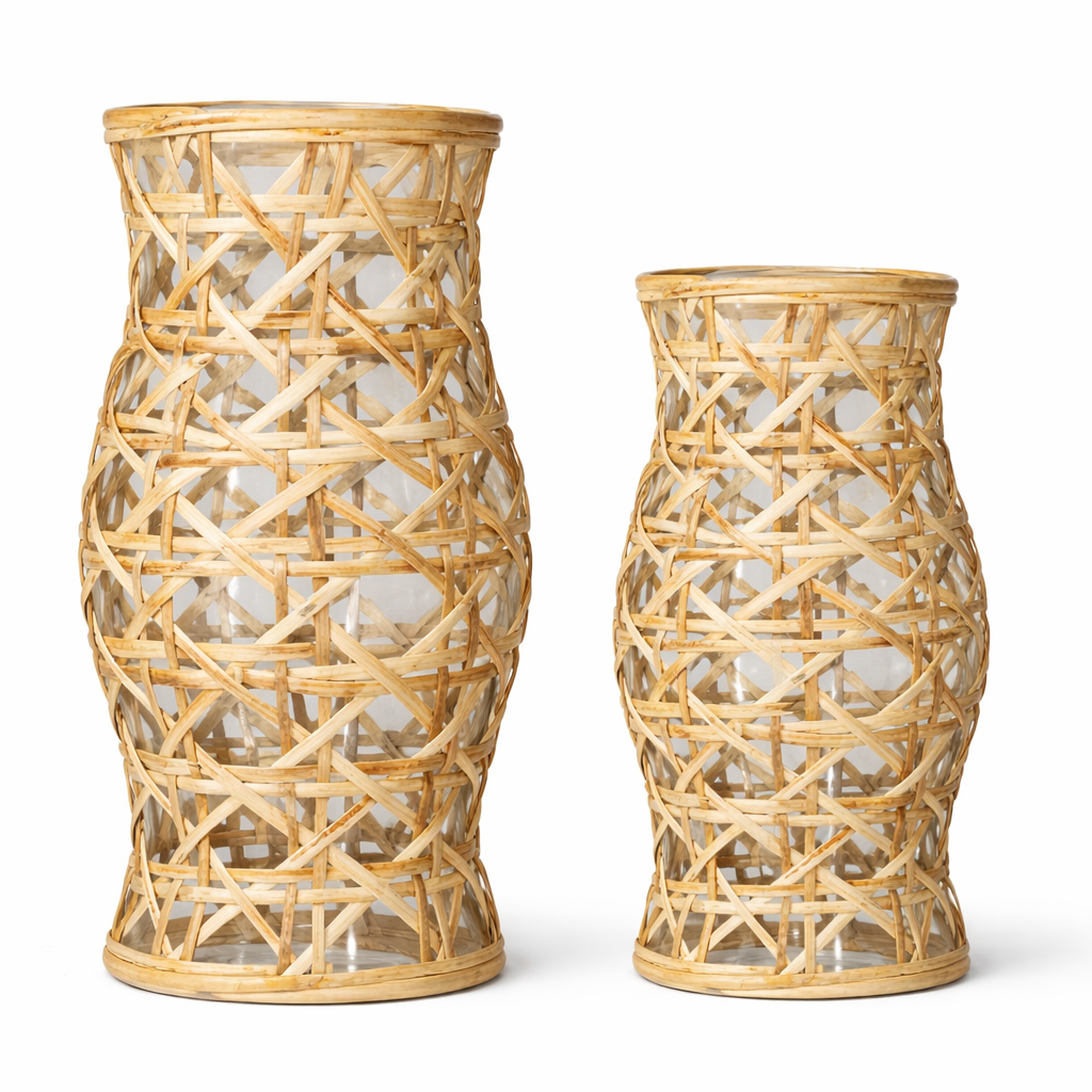 Cane Weave Hurricane Lantern