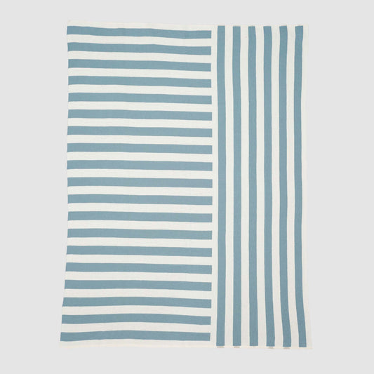 Cotton Sustainable Knit Throw Blanket - Coastal Stripes
