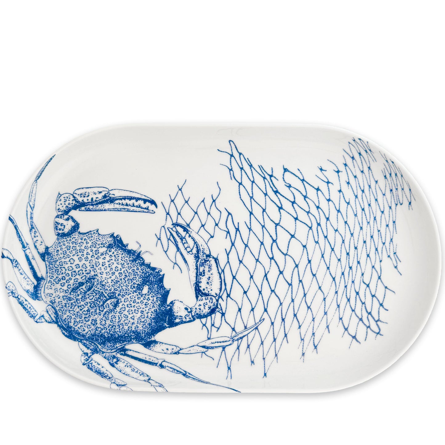 Crab Large Coupe Oval Platter - Coastal Premium Porcelain Crab Serving Platter, Beach House Entertaining & Tableware