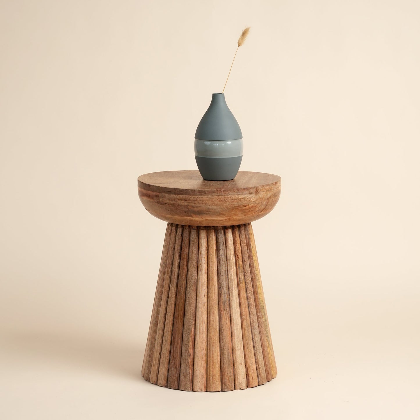 Hand Carved Mango Wood Accent Table Stool, 16x16x22"
