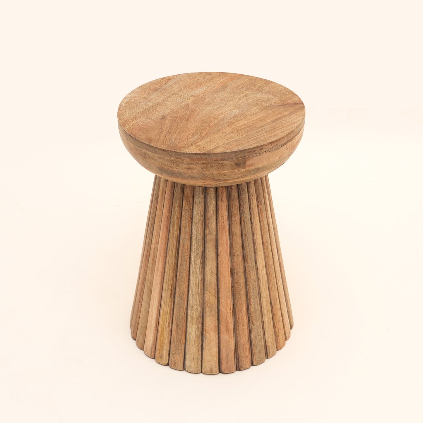 Hand Carved Mango Wood Accent Table Stool, 16x16x22"