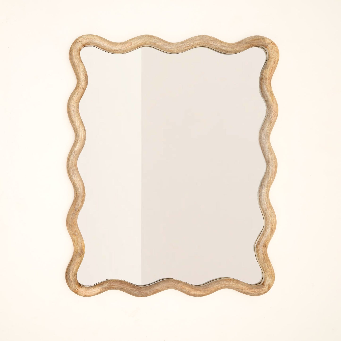 Wavy Scalloped Mango Wood Floor Mirror 36x48"